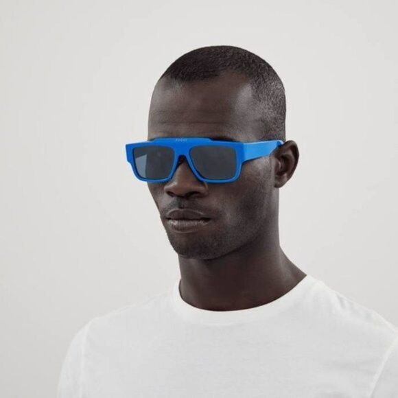 NEW GUCCI GG1460S 004 SOLID AZURE / BLUE FLASH MIRROR SILVER SUNGLASSES - Picture 4 of 11